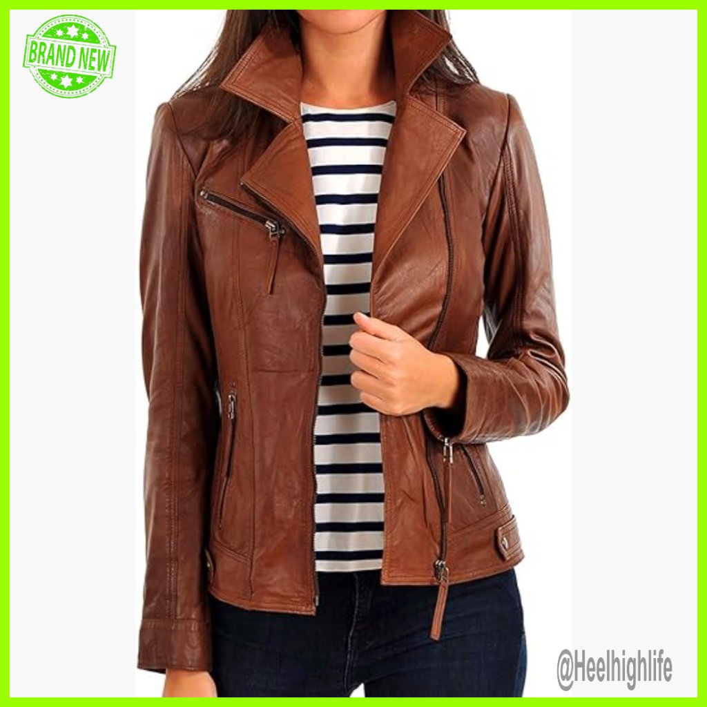 Genuine Lambskin Leather Moto Jacket, Slim Fit, Winter Coat